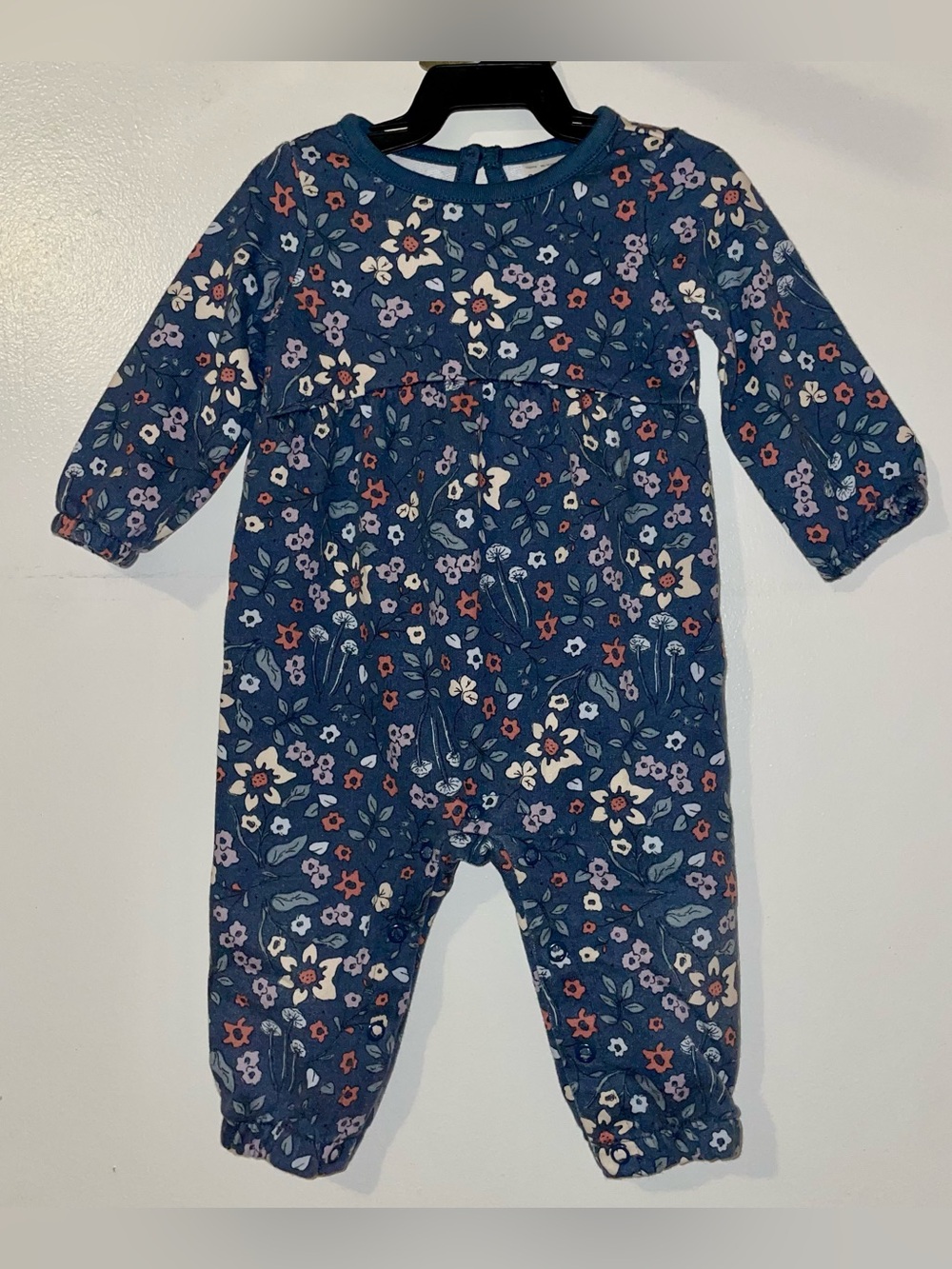 Carter's Navy Floral Long-Sleeve Baby Romper